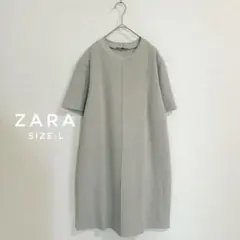 ZARA ショートソフトワンピース 膝丈ワンピース ウォーターグリーン Lサイズ