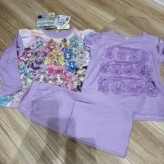 プリキュアオールスターズ 2TOPS 長袖 半袖 光るパジャマ 110cm 紫