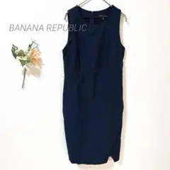 01 バナナリパブリック ノースリーブ ひざ丈 ワンピース スリット シンプル