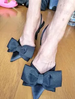 新品【ZARA】ブラックリボン付きハイヒール♪39