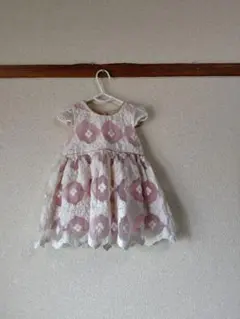 ピンクと白のレースワンピース ドレス　サイズ100 結婚式 フォーマル