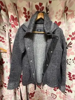 BEAMS HEART ヘリンボーン フードブルゾン グレー Sのサムネイル