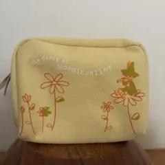 ムーミン　スナフキン　ポーチ イエロー 花柄