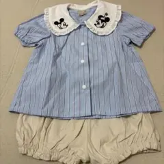 【未着用】petit main ミッキー ミニー シャツセットアップ　70サイズ