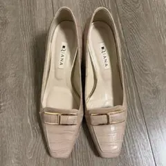 【美品】DIANA ダイアナ　バックル付きパンプス　クロコ型押し