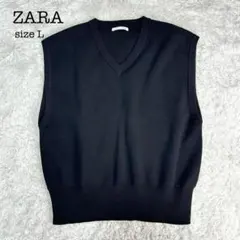 昨年購入　未使用✨ZARA ニットベスト　ブラック Vネックベスト　L 42