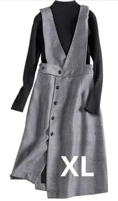 【美品♡】体型カバー 着痩 Aラインワンピース　XL 大きいサイズ