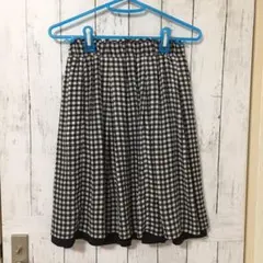 ギンガムチェック スカート リバーシブル 黒 白