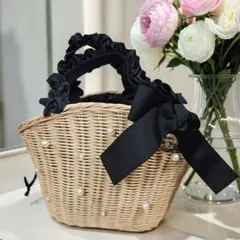 Maison de FLEUR カゴバック　パール　ブラック