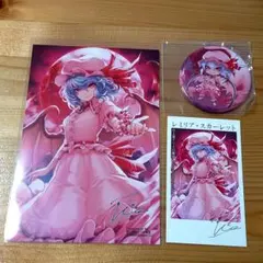 東方Project　缶バッジ　ポストカード　箔プリントフォト風カード　レミリア