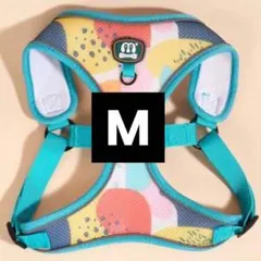 【M】犬猫ハーネス＆リード 水色カラフル　水玉模様　おしゃれ花柄　男の子　小型犬のサムネイル