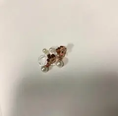 一粒パール付き花型  ノンホールピアス