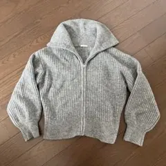 GU グレー ジップアップニット