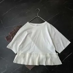 OPAQUE.CLIP プリーツデザインドッキングTシャツ ホワイト Mのサムネイル