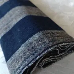 古布　藍染木綿　縞ハギレ【№728】