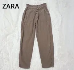 ZARA ザラ コーデュロイ ワイドパンツ S ウエストゴム カジュアル 茶