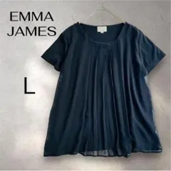 EMMA JAMES 半袖 ブラウス プリーツ ブラック L オフィスカジュアルのサムネイル