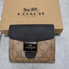 COACH 二つ折り財布 ベージュ/ブラック
