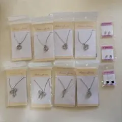 ネックレス まとめ売り ハート ダブルサークル リボン鍵 マグネットピアスのサムネイル