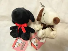 B ピーナッツ　スヌーピー　リボンぬいぐるみマスコット　チェーンキーホルダー