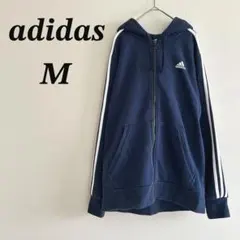 adidas アディダス フルジップパーカー M ネイビー 3本ライン 定番