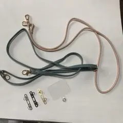 合成皮革携帯ショルダーストラップ グリーン・ピンク