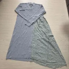 loaf LE TRICOT グレー 切り替えニットレース ロングワンピース美品
