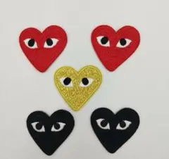 刺繍アイロンワッペン ハート5枚