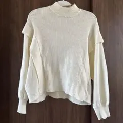 sense of place アイボリー リブ編み ハイネックセーター