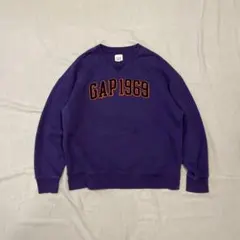 シ*ウ様 90's〜 GAP スウェット　パープル L 刺繍ロゴ　パイル地