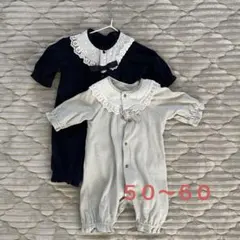レース付きロンパース2点セット 50~60 双子