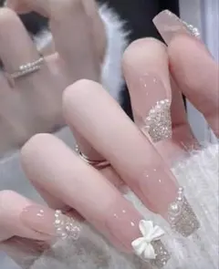 ネイルチップセット 26個 ピンク×ゴールドラメ