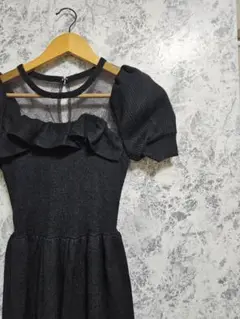 【SNIDEL】パフスリーブミニワンピース 黒 量産型 ガーリー