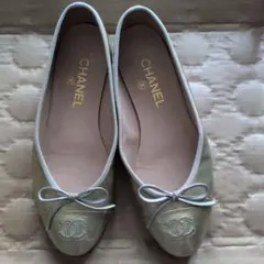 CHANEL シャネル バレエシューズ フラットシューズ　グリーンのサムネイル
