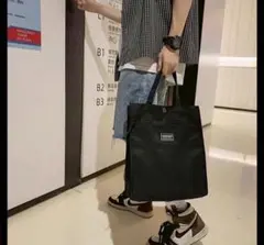 大容量 ナイロントートバッグ A4対応 シンプル 通勤通学 男女兼用　サブバッグ