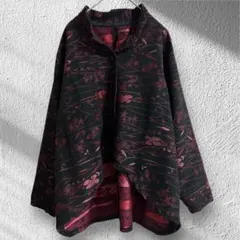 美品　ヴィンテージ風　和モダン　シャツジャケット 総柄　昭和レトロ 大きいサイズ