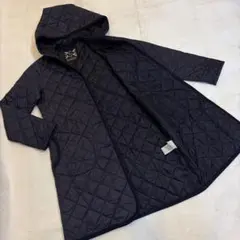 LAVENHAM ラベンハム 36 フード付 ロングキルティングコート ネイビー