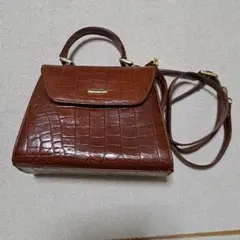 ブラウン クロコダイル風ショルダーバッグ
