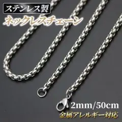 스테인레스 스틸 목걸이 박스 체인 2mm 50cm