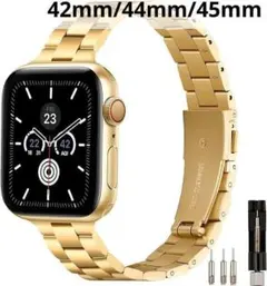 apple watch ステンレス バンド 42　45 クリアケース付 ブラック