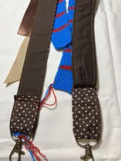 ☆ ハンドメイド スマホショルダー　茶リボン　ニット　水玉　韓国　リボン垂らし
