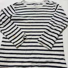 白と紺のストライプ 長袖カットソー