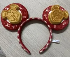 ディズニー ミッキー カチューシャ　ワッフル　赤チェック