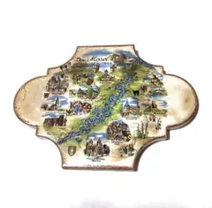ドイツ土産 モーゼル川流域の観光地を描いた装飾的な プレート 壁飾り