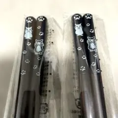 ✨新品✨わちふぃーるど ダヤン 塗り箸 はし 猫パンチ 黒 2点セット♡のサムネイル