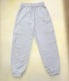 カーゴパンツ ゴムウエスト M ライト グレー レディース