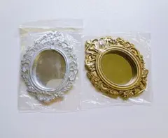 アンティーク風 ミニミラー 2点セット ドール ミニチュア ぬい撮り