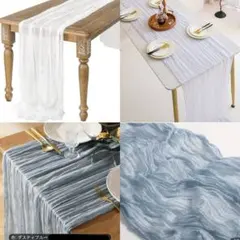 テーブルクロス　ホワイト　ダスティブルー　撮影　結婚式　2枚セット　未使用