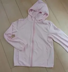 ユニクロ エアリズム UVカット パーカー 140 ピンク フード付 美品