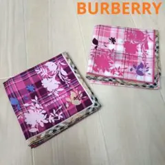 新品　BURBERRY 花柄ハンカチ 2枚セット